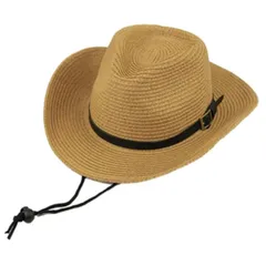 [SSKRYL] テンガロン ハット カウボーイ ユニセックス 麦わら 帽子 ひも 折り畳み アウトドア 日よけ (カーキ, M) [カーキ] [M]