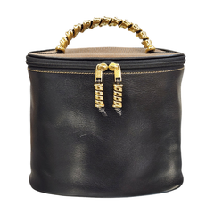 LOEWE ロエベ ベラスケス ハンドバッグ レディース レザー バニティ 化粧ポーチ ツイスト金具 ブラック/ブラウン 中古 T1