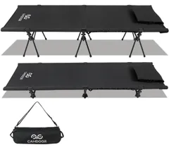 コット キャンプ 2way CAMDOOR【高密度1000Dオックスフォード&枕カバー付き】150KG高耐荷重 コット 軽量 キャンプ コット ワイド ハイ/ロー切替可能 小物収納 静音 通気性 撥水 仮眠 野外 釣り 防災 応急用 自宅用 収納バッグ付き