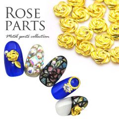 [Free Shipping] Rose Nail Jewelry Nail Parts Gel Nails Bijou Nail Art Gold Nail Parts | Nail Parts Gel Nail Supplies Decoration Metal Jewelry Nail Gold Parts Nail Studio [Rose Metal Parts]