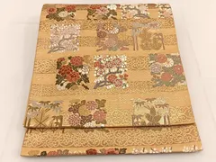 平和屋着物◎六通柄袋帯　唐織　寿芳四季花文　金糸　正絹　逸品　BAAT3546ui