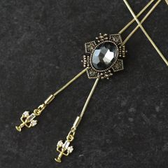 ループタイネックレス【冥界案内人：魂の叛逆】◆ブラック ゴールド ハンドメイド 病みかわいい メンヘラ 地雷系 ゴスロリ ゴシック レトロ 洋風 新品 ユニセックス ネックレス ワンポイント シルバー