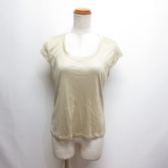 ヒロココシノ HIROKO KOSHINO フレンチスリーブ カットソー Tシャツ 40 ラメベージュ 半袖 日本製