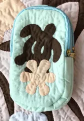 在庫一掃セール!!【正規品】ツインポーチ 　ホヌ ミントブルー  ハワイアンキルト スマホポーチ
