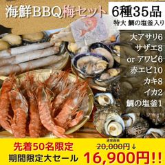 6種35品 海鮮BBQバーベキューセット （特大 鯛の塩釜付き）