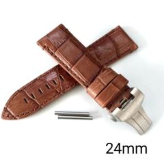 24mm 腕時計 イタリアン カーフレザー 革ベルト ライトブラウン Dバックル付 【対応】 パネライ PANERAI