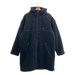 【美品】  adidas / アディダス | ロゴ フリース ジップ オーバーコート フーディ / キルティング総裏地 | L | ブラック | メンズ