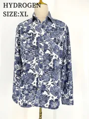 ★美品★HYDROGEN ハイドロゲン ハイビスカス フラワー シャツ メンズ XL ブルー ハワイ アロハシャツのサムネイル
