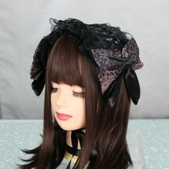 ヘッドドレス　【墨桃】　ロリータ