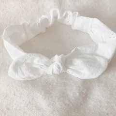 ヘアバンド　子ども　ベビー　リボンヘアバンド　レース　白　ターバン