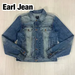 【USA製】Earl Jean アールジーン デニムジャケット ジージャン カバーオール M ウォッシュ加工 インディゴ ブルー M 着丈57cm 肩幅46cm 身幅(脇下)51cm 袖丈70cm【古着】