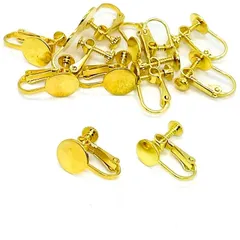 ニッケルフリー イヤリングパーツ 丸 平皿 20個セット ゴールド 金 8mm 10mm ネジバネ 金属アレルギー対応 メタル 金具 アクセサリーパーツ イヤリング ピアス ハンドメイド 手芸 素材
