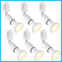 【特価セール】角度調節可能 ホワイト 照明器具 3000K電球色 PAR20 ビーム電球 6W LED電球＋器具 省エネ ダクトレールライト 電球付き E26口金 6個セット スポットライト ライティングバー用 LVWIT