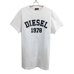 ディーゼル DIESEL Tシャツ ラウンドネック ロゴ 半袖 16Y 白 黒 ホワイト ブラック