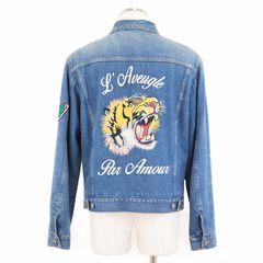 美品】グッチ 虎 蝶 刺繍 デニム ジャケット ブルゾン Gジャン 3rd