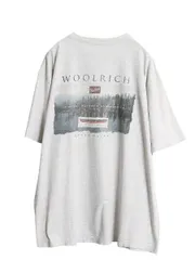 【お得なクーポン配布中!】 90s USA製 ウールリッチ アート イラスト 両面 プリント Tシャツ メンズ XXL オールド グラフィック シングルステッチ 大きいサイズ グレー