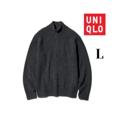 スフレヤーンハーフジップセーター（長袖）ハイネックウール　ブラック　　商品番号351-469473