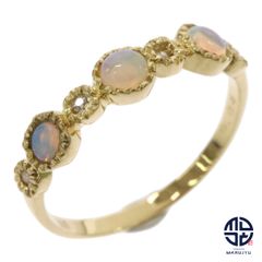 K18YG 18金イエローゴールド オパール ダイヤ0.04ct リング 指輪 ジュエリー アクセサリー 約12号