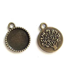 ミール皿 【 20.5×17mm 10個 】 片面ミール皿 カン付き チャーム 合金 ブロンズ ラウンド カボション土台 貼り付け ハンドメイド