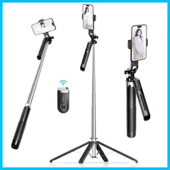 【在庫セール】自撮り棒 自撮り棒 長い 1/4ネジ付き セルカ棒 充電式リモコン】 360°回転 & iPhone6-14Pro スマホスタンド【設計強化180cm Max/Androidスマホ等対応 三脚 【日本語取扱説明書付き】 スマホ
