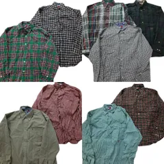 古着卸 まとめ 90'S オールド トミーヒルフィガー 長袖シャツ 9枚 (メンズ S /M /L ) ストライプ チェック  ブラックウォッチ 古着 NB6069