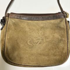 【送料無料】LOEWE/ロエベ/ショルダーバッグ/肩掛けバッグ/アナグラム/ベージュ×ブラウン/スウェード/無地/ヴィンテージ/中古品