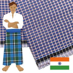 【商用可】インドのボトムズ ルンギ布「STITCHED（縫い合わせ済み）」94