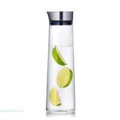 耐熱 ガラスポット 麦茶ポット 直火 対応 1.0リットル ステンレス蓋 麦茶 冷蔵庫 直火 水出し 茶ポット 冷水筒 ガラス ピッチャー 1000ml 