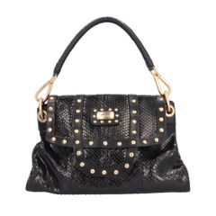 ジミーチュウ スネークゴールドスタッズ ハンドバッグ レザー ブラック レディース  JIMMY CHOO  中古 ジミーチュウ