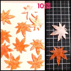 紅葉 ラメ入り アクリルチャーム10個 穴あり ハンドメイド資材 カエデ 秋冬パーツ