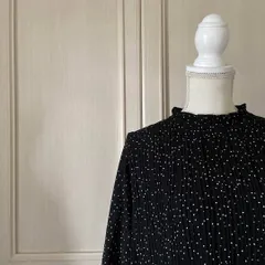35　DRESKIP ドレスキップ　ドット 水玉 ブラウス シャツ 長袖 プリーツ シフォン お呼ばれ　デート　オフィスカジュアル　食事会　可愛い　お出かけ　上品