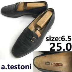 ア・テストーニ/a.testoni★本革/レザー/モカシン/スリッポン/ローファー【6.5/25.0/黒/black】ビジネス/Leather/Dress shoes◆sF-194<sale>のサムネイル