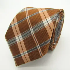 オリヒカ ブランド ネクタイ チェック柄 格子柄 シルク PO メンズ オレンジ ORIHICA 【中古】