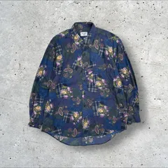 ヴィンテージ ELEMENT OF SIMPLE LIFE 千鳥格子×ペイズリー柄×チェック柄×花柄 総柄 デザイン 長袖 シャツ L
