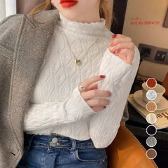 ニットトップス 秋冬プチハイネック 長袖 。可   ant4y386470