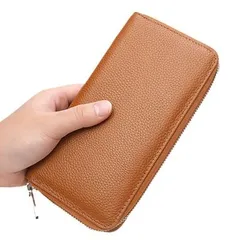 長財布　メンズ レディース カード　大量収納 札束入れ 小銭入れ ブラウン ブラック カジュアル シンプル ビジネス 茶色 牛革 無地