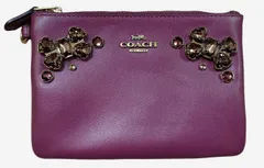 コーチ ポーチ リストレット スタッズ ボルドー ワインレッド COACH クリスタル アップリケ 小物入れ ビジュー アクサセリーポーチ リストレットポーチ レディース