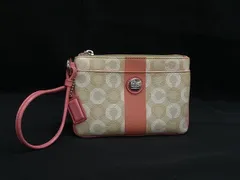 ■極美品■ COACH コーチ オプアート レザー ポーチ マルチケース 小物入れ レディース ベージュ系 DI4494