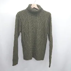◇ ⊇ MONO-MART モノマート 長袖 ハイネックケーブル編みニット サイズM グリーン系 メンズ E  【1507030007249】