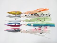 インチク 60g 5色から選べます 夜光玉付 蓄光 オモリ部分7.5cm タコベイト約12cm 青物 真鯛 マダイ メタルジグ タイラバ 鯛ラバ カブラ ジギング ブリ エソ マグロ カツオ アマダイ ルアー ボート オフショア 船釣り