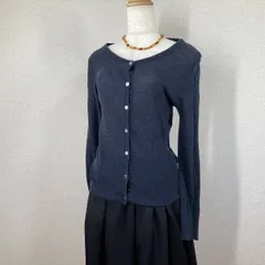 【グリーンレーベル】カーディガン　ニット　セーター　ネイビー　38　M　羽織 綿 コットン ストレッチ Y2K　フェアリーグランジ