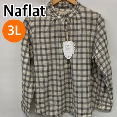 【新品】Naflat ナフラット トップス 長袖 シャツ ブラウス チェック ホワイト ブラック 3Lサイズ【CT1154】