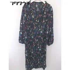 ◇ Two Faces トゥーフェイシーズ 花柄 長袖 ロング ガウン ワンピース サイズM ブラック レディース  【中古】 【1112180002626】