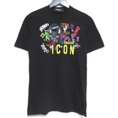 美品 22SS DSQUARED2 ディースクエアード ICON ブルドック プリント クルーネック ショートスリーブ 半袖 Tシャツ カットソー XS ブラック レディース 古着 中古 USED