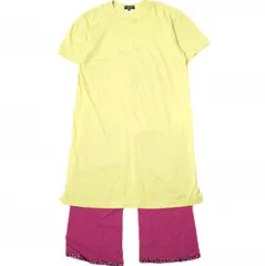 COMME des GARCONS HOMME PLUS コムデギャルソンオムプリュス 18SS 日本製 Disco期 ダルメシアン柄ドッキングロングTシャツ PA-T023 S イエロー 半袖 燕尾 トップス g21533