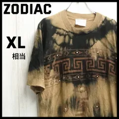 【USA製】ZODIAC ゾディアック タイダイ柄 Tシャツ ネイティブ ブラウン×ブラック XL相当　シングルステッチ
