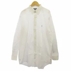 ラルフローレン RALPH LAUREN YARMOUTH 美品 ボタンダウンシャツ BDシャツ チェック ポニー刺繍 白 ホワイト Lサイズ
