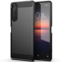 Xperia 5 III ケース SO-53B SOG05 XQ-BQ52 エクスペリア5 マーク3  カーボン調 薄型 耐衝撃 ソフト ケース 【Color】 ブラックのサムネイル