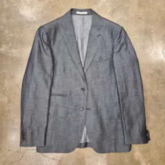 未使用品】コルネリアーニ メンズスーツ 52 XL ブルーグレー チェック