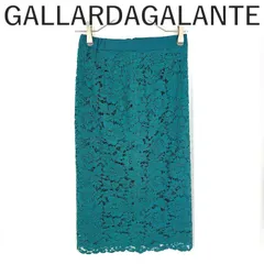 ガリャルダガランテ GALLARDAGALANTE 総レースタイトスカート ひざ下丈 カットワーク ブルーグリーン